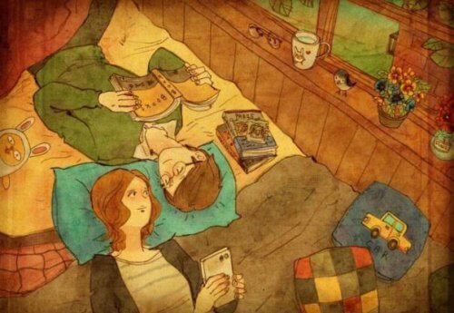 Couple-looking-at-each-other-on-the-bed