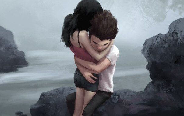 ハグするカップル