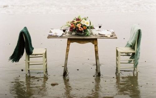 table-on-beach