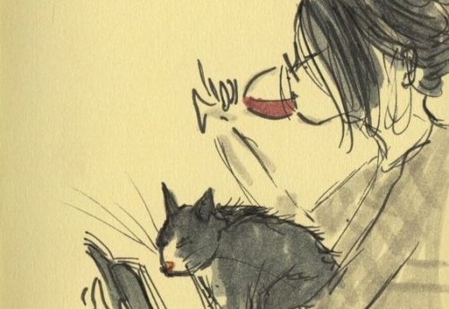 猫と女性
