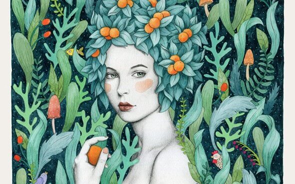 mujer-con-frutas-en-la-cabeza