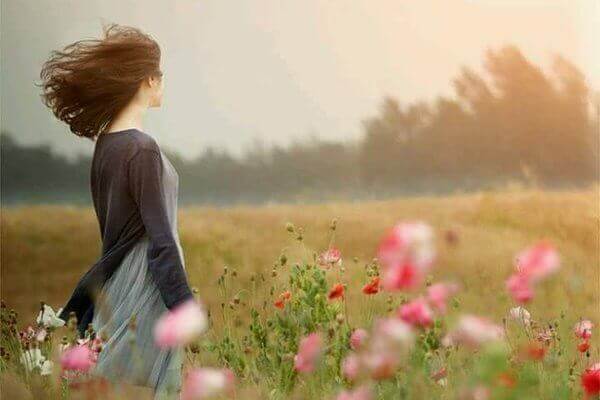 Woman in flowers