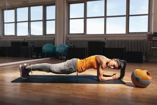woman doing plank