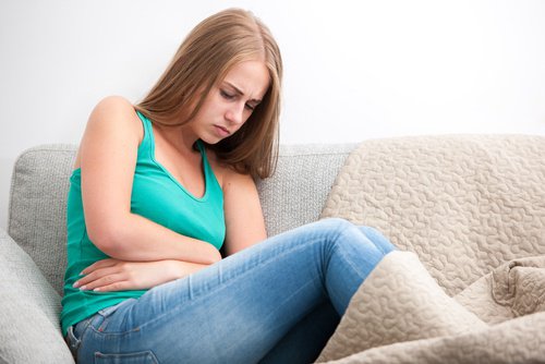 woman with stomachache