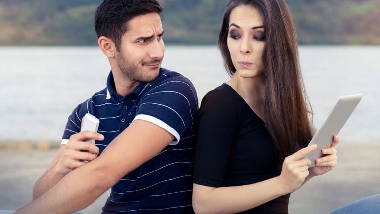 stealing a glance at each other