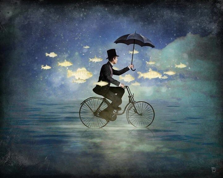 水の上の自転車