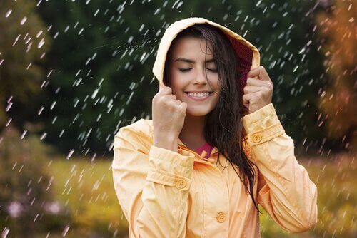 woman in rain