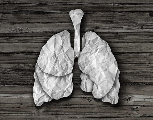 くしゃくしゃの紙で作られた肺