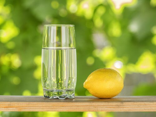 レモンとコップに入った水