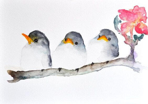 小枝にとまる鳥