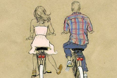 自転車に乗る男女