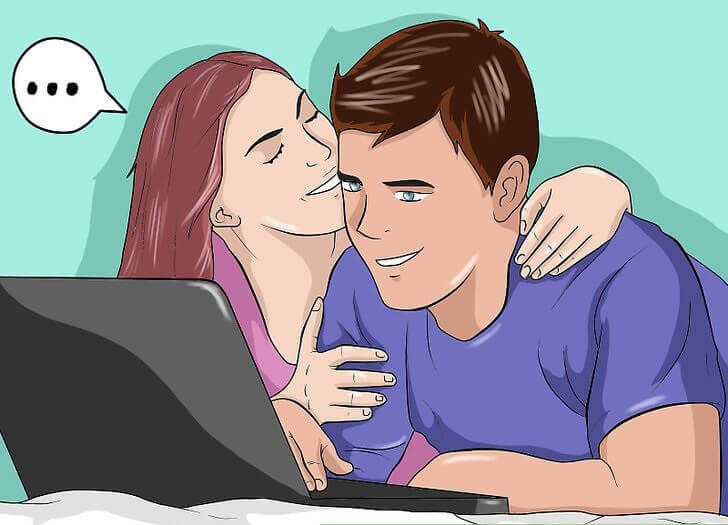 動画を見るカップル