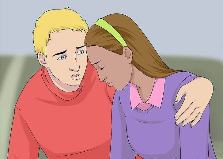 女性を慰める男性