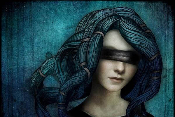 目隠しの女性 人生は私達を導いてくれる