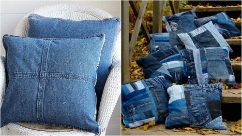枕 古いジーンズの再利用